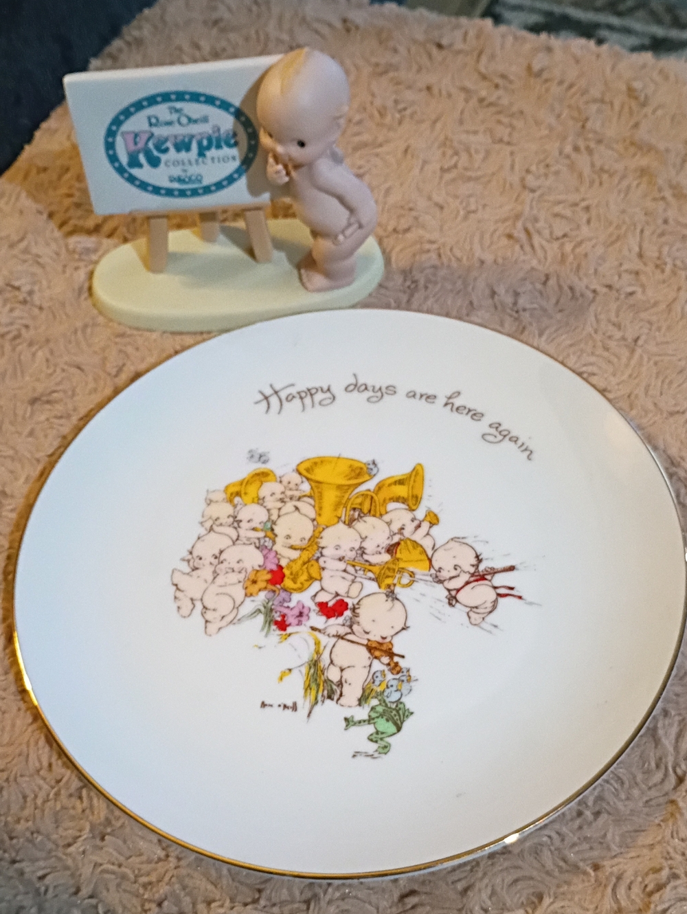 Kewpie 1973 Collector Plate & Kewpie 1991 Collectible Figurine The Rose Oneill